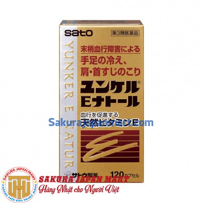 Viên uống hỗ trợ lưu thông máu Sato Yunker E Natur 120 viên